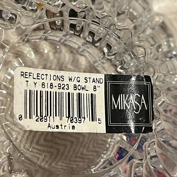 Mikasa 8” Refections Austria cut crystal bowl w/ 3 leg gold stand elegant fancy - Picture 6 of 8
